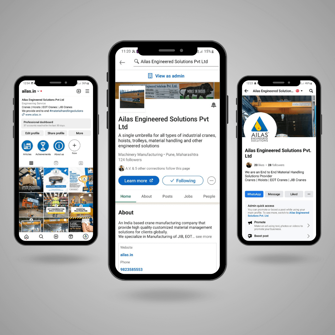 Ailas Engineered Solutions Pvt Ltd | LinkedIn - Facebook - Instagram| Social Media | Smit Shah - Digital Marketing Freelancer in Mumbai